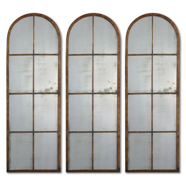 three arched windows are shown against a white background