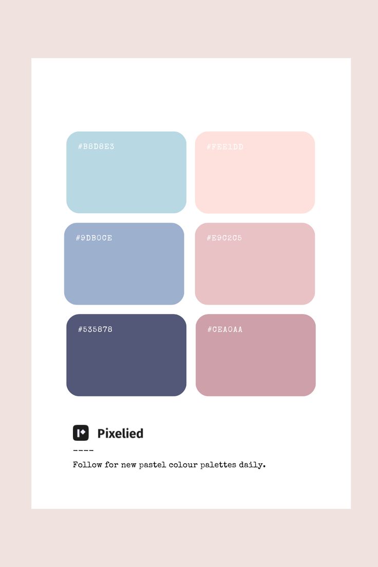 the color scheme for pixelfied is shown in shades of blue, pink and purple