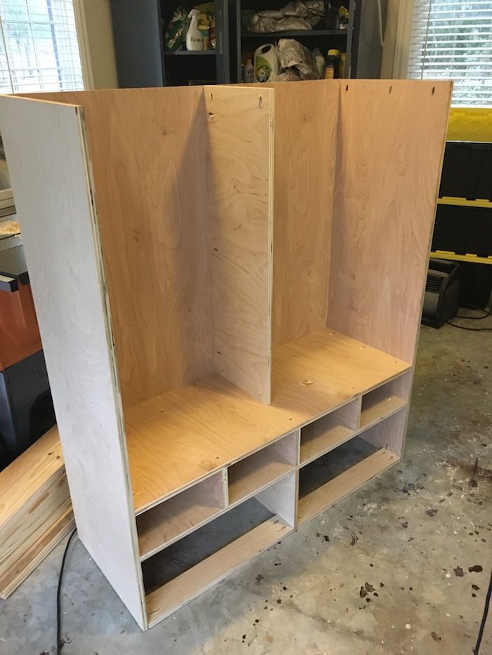 the unfinished shelves are ready to be built