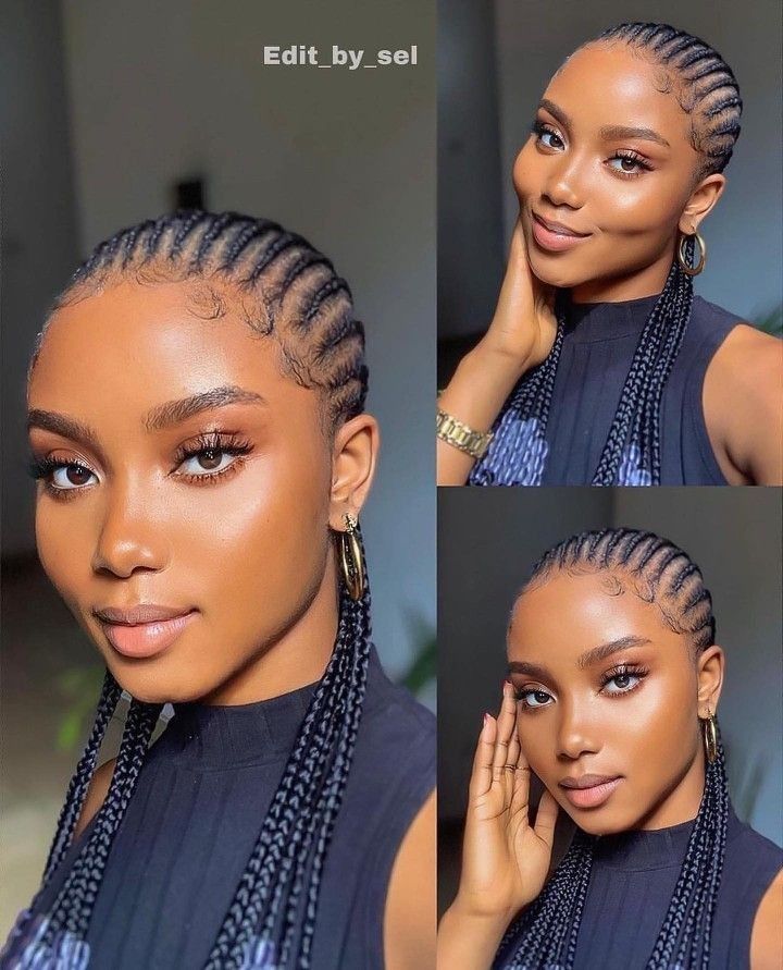 #pinterest #black Short Cornrow Braids With Beads, Beaded Cornrow Hairstyles, Pencil Lines Braids Styles With Beads, Straight Conrows Lines For Black Women, Cornrows Braids For Black Women With Beads, Short Straight Back With Beads, Short Straight Back Braids, Conrow Braids Styles For Black Women, Pushback Hairstyle Black Women