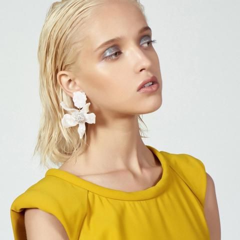 Damien Resin Flower Earrings – watereverysunday Flower Decoration Drop Earrings For Summer, Trendy Flower-shaped Earrings For Wedding, Trendy Flower Earrings For Wedding, Glamorous Flower-shaped Party Earrings, Flower-shaped Earrings For Summer Parties, Spring Flower Earrings For Parties, Chic Spring Flower Earrings For Pierced Ears, Flower Shaped Summer Party Earrings, Glamorous Flower Earrings For Party