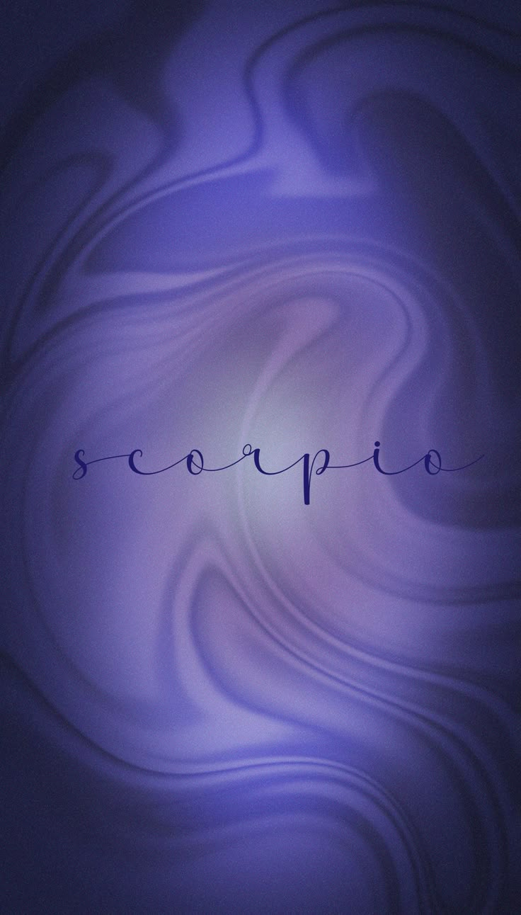 the word scorpion written in cursive writing on a purple swirly wallpaper