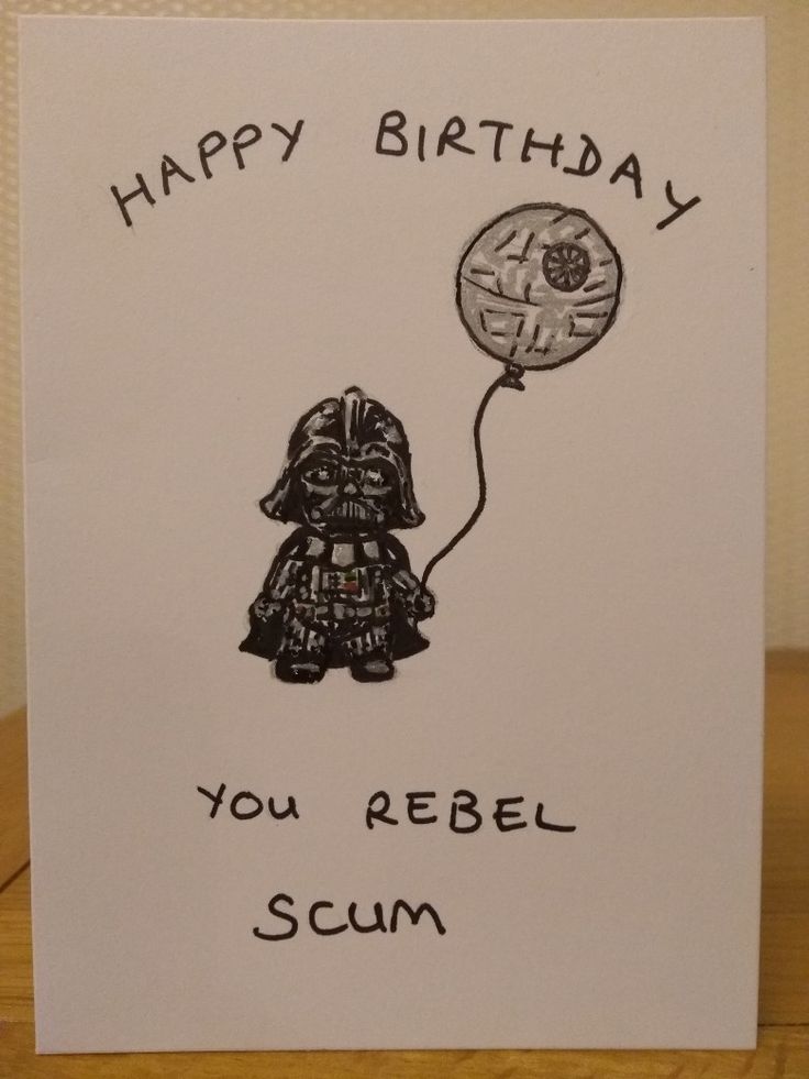 a star wars birthday card with a darth vader balloon and the words, happy birthday you rebel scum