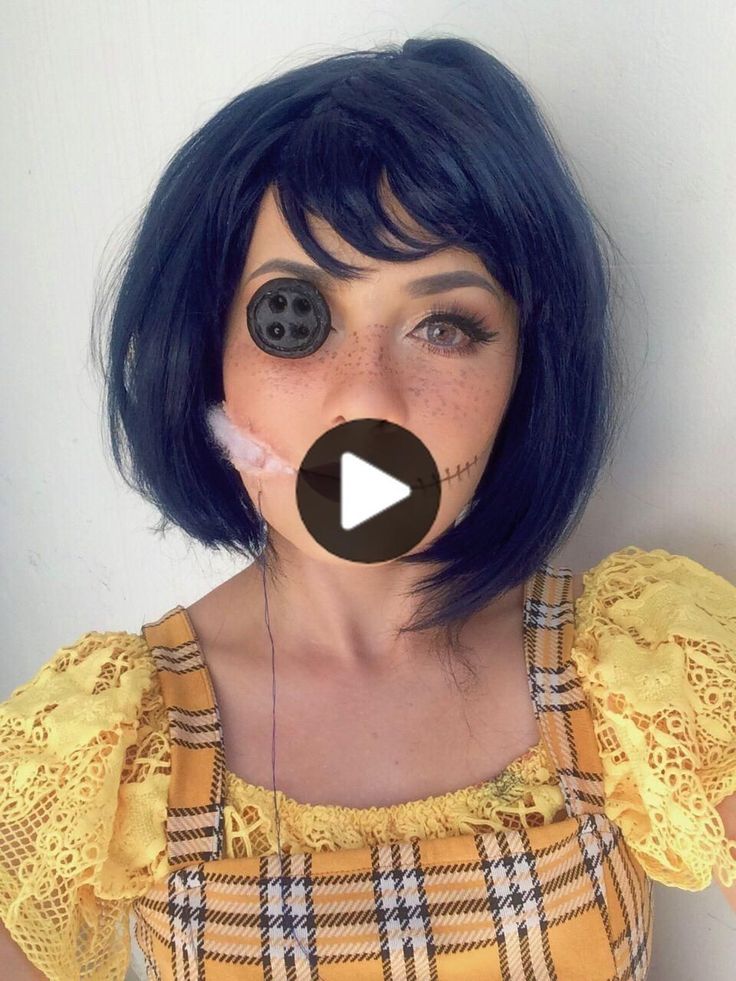 Coraline Makeup, Purim Costumes, Different Hair Colors, Inspired Makeup, Crazy Makeup, Daily Word, Fantasias Halloween, Up Halloween, Ideas Halloween