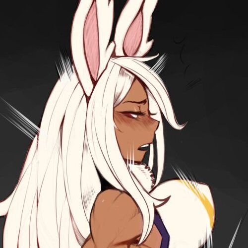 an anime character with white hair and bunny ears