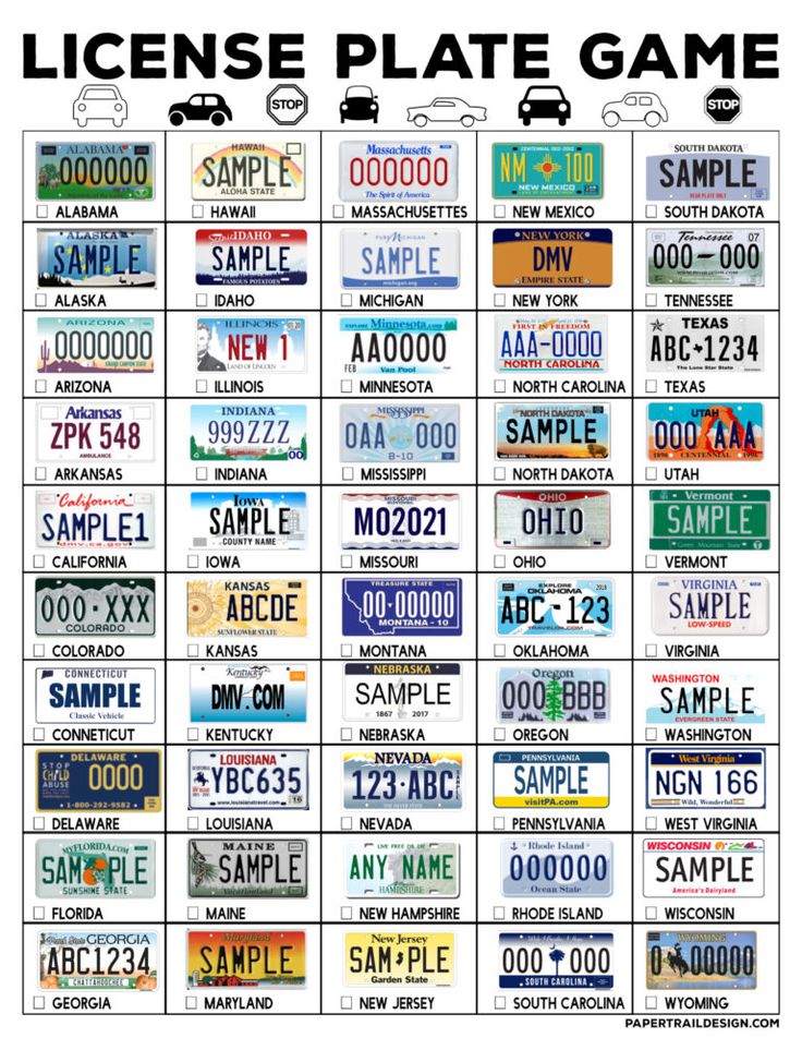 license plates are shown with the names and numbers for each vehicle in this image, there is