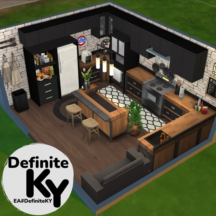 Sims House Kitchen, Sims 4 Houses Kitchens, Base Game Sims 4 Kitchen, Sims 4 Inside House Ideas, Sims 4 Base Game House Interior, Sims 4 Kitchen Ideas No Cc Base Game, Sims 4 Large Kitchen Ideas, Sims 4 Room Ideas No Cc Base Game, Sims 4 Kitchen Layout