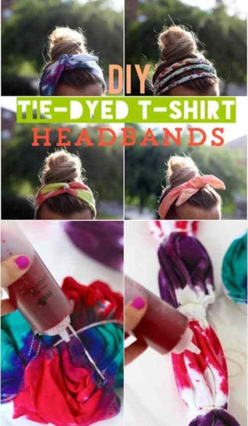 the diy tie - dyed t - shirt headbands