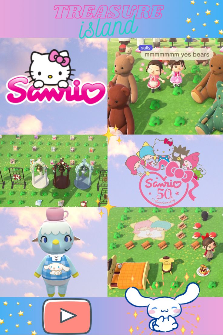 an animated video game with hello kitty and other characters