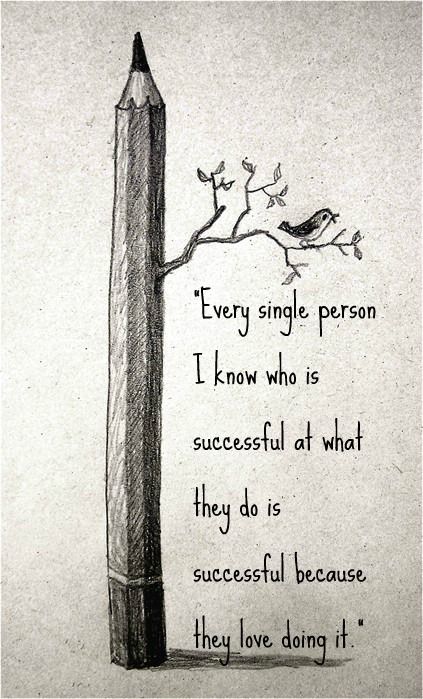 a drawing of a pencil and a bird on a tree branch with a quote written below