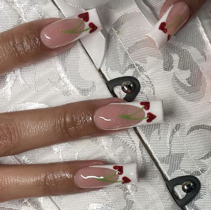 Vday Nails, Cherry Nails, Long Square Acrylic Nails, Summer Acrylic Nails, Hormone Health, Square Acrylic Nails, Heart Nails, Fire Nails, Funky Nails