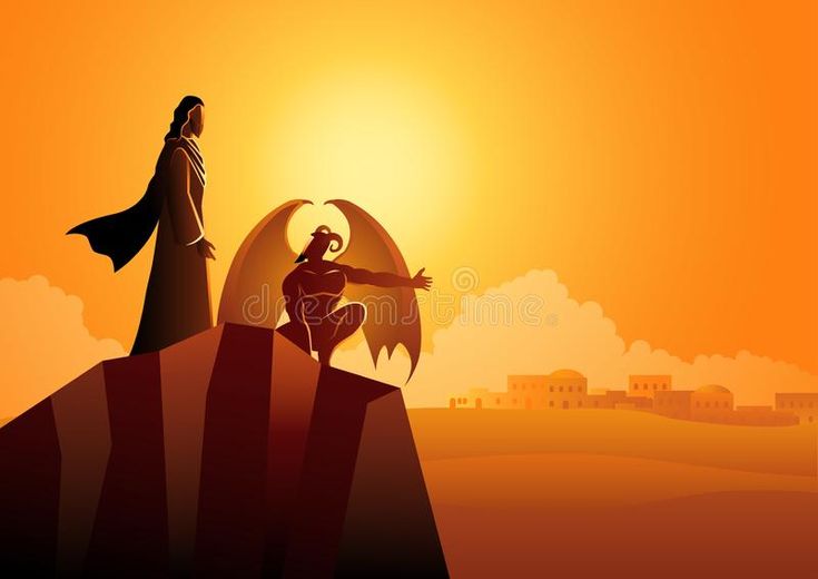 Satan tempts Jesus in the wilderness royalty free illustration Jesus In The Wilderness, Jesus Tempted, Rebuilding The Temple, Plagues Of Egypt, Jesus Christ Illustration, Rather Questions, Chariots Of Fire, Dragon Names, Would You Rather Questions