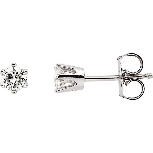 Petite Diamond Stud 14K Gold Earrings-14K White Gold   0.18 White Gold Diamond Piercings With Accents, White Gold Diamond Piercings With Diamond Accents, White Gold Diamond Piercings With Round Cut, Classic Round Cut Diamond Piercings, White Gold Diamond Piercings, Diamond White Gold Piercings For Anniversary, Diamond Piercings In White Gold For Anniversary, Fine Diamond Piercings For Anniversary, Diamond Piercings For Anniversary