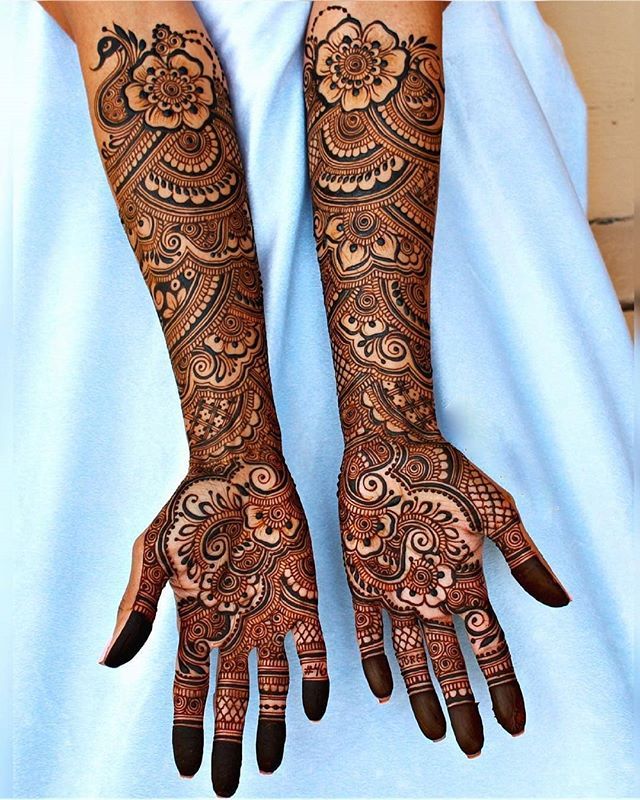 two hands with henna tattoos on them