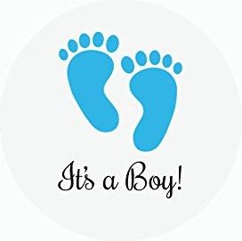 it's a boy sticker with blue footprints