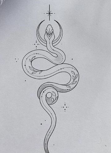 a snake with a cross on it's head is shown in this tattoo design