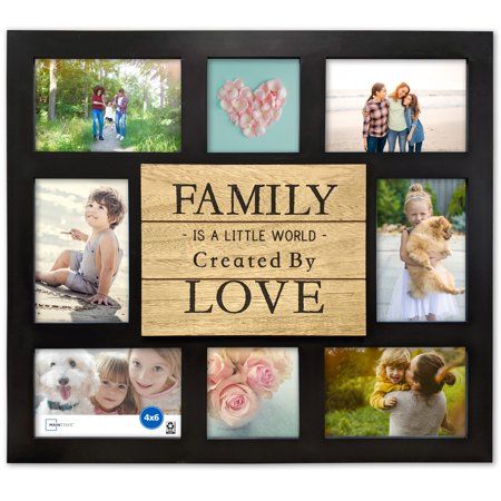 a family is a little world created by love collage with photos and hearts on it