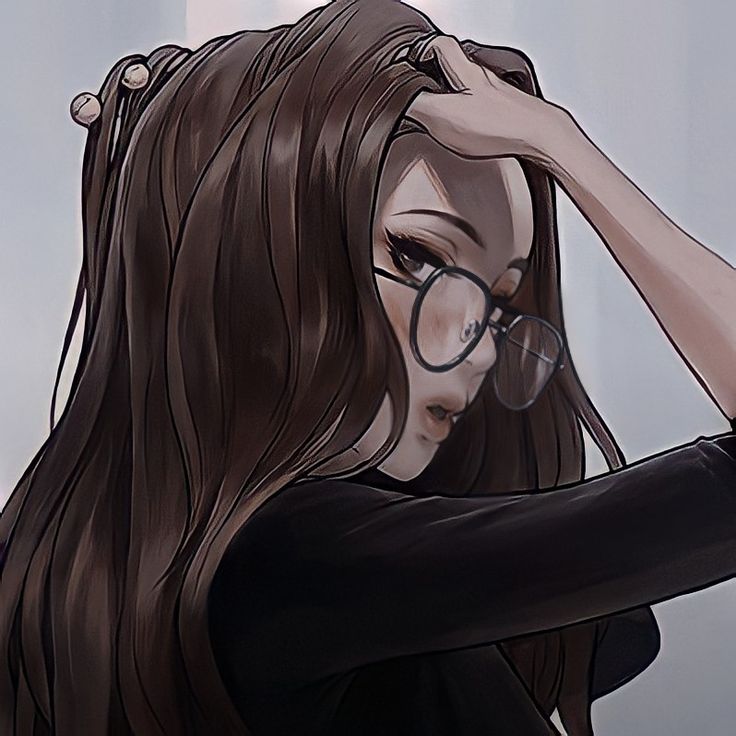 Dark Aesthetic icon // Dark Aesthetic // Girl icon // Aesthetic icon // Dark icon // Aesthetic girl icon // Tumblr icon // Glasses Brown Hair Anime Female, Female Anime Pfp, Brown Hair Female, Anime Brown Hair, Art Deco Paintings, Girl With Brown Hair, Hair Icon, Anime People, People Illustration