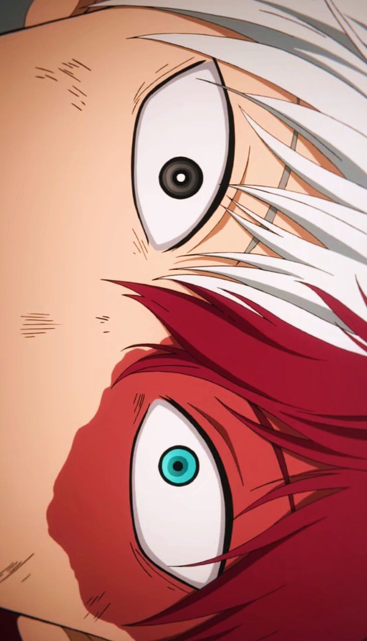 an anime character with red hair and blue eyes looking at the camera while staring straight ahead