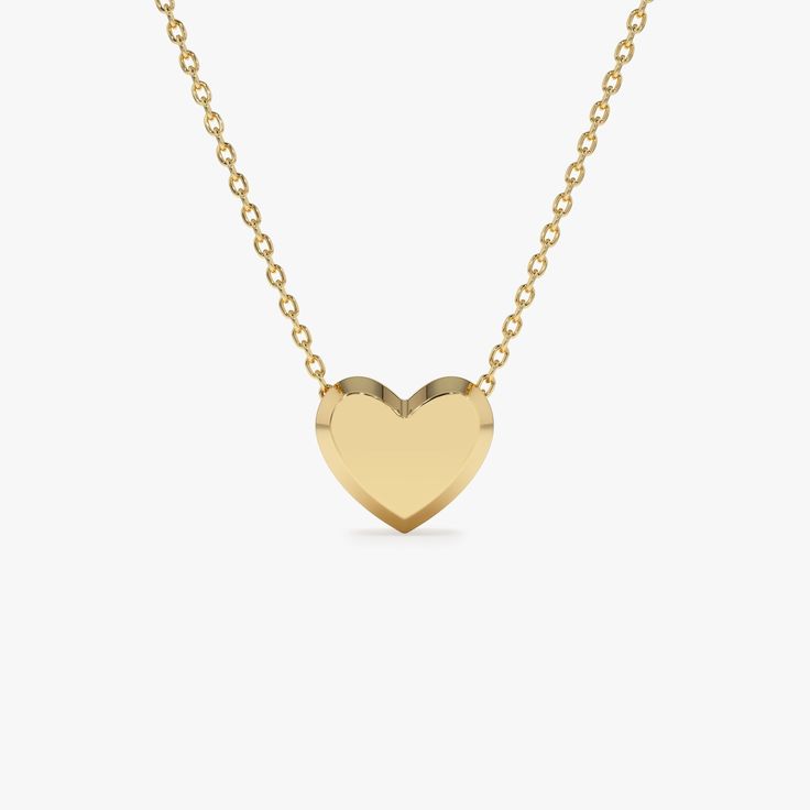 14k Gold Heart Necklace Puffed Heart Slider Pendant / Love Charm / Perfect Heart Necklace / Minimal Heart Necklace / Birthday Gift  ▶ Details   * Made to Order * Gold KT: 14K Solid Gold (also available in 18K & Platinum upon request) * Length & Width: 9 x 8 MM * Ready to Ship in 1-2 Business Days ▶ See more of our Gold Necklaces - http://etsy.me/2lUxj86  ▶ See our storefront here - http://etsy.me/2lUcVnH  ▶ All store sections here * Diamond Rings - http://etsy.me/2lwKUl8  * Diamond Earrings - http://etsy.me/2lyqVBP  * Diamond Necklace - http://etsy.me/2mqa6O1  * Diamond Bracelets - http://etsy.me/2mVrAB5  * Diamond Wedding Rings - https://etsy.me/3YbpVq2  * Gold Wedding Band - https://etsy.me/3X3uf9F * Gold Necklaces - http://etsy.me/2lUxj86  * Gold Bracelets - http://etsy.me/2l9VKBr  * Go Classic Yellow Gold Heart Necklace For Gift, Classic Yellow Gold Heart Necklace As Gift, Yellow Gold Necklace With Heart Charm For Anniversary, Classic Heart Pendant Necklace For Anniversary, Yellow Gold Open Heart Necklace With Polished Finish, Anniversary Gift Yellow Gold Necklace With Heart Charm, Yellow Gold Heart Charm Necklace For Anniversary Gift, Classic Yellow Gold Heart Pendant Charm Necklace, 14k Gold Charm Necklaces For Anniversary, Valentine's Day