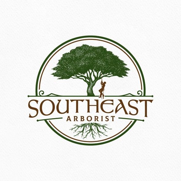 the logo for southeast arborist, which is located in an area with trees and roots