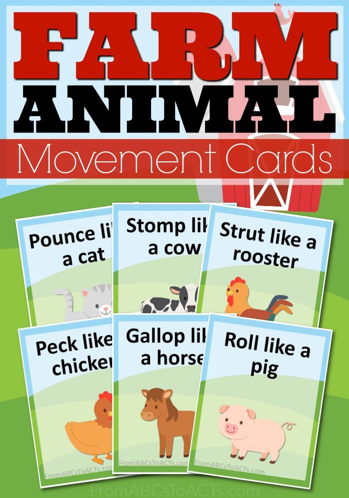 farm animal movement cards for kids to learn how to use them in their own language