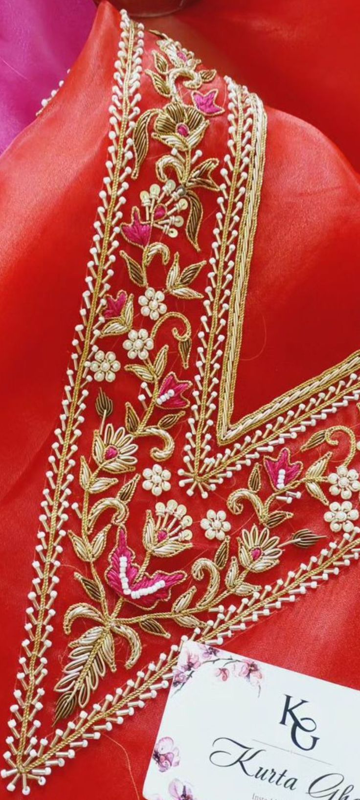 Heavy Sleeves Embroidery, Suit Neck Embroidery Designs, Khatli Work Blouse Design New 2024, Zardozi Embroidery Designs Kurti, Khatli Work Design Kurti, Aari Work Suit Design, Neck Handwork Embroidery Designs, Handwork Suits Design, Zardozi Embroidery Designs