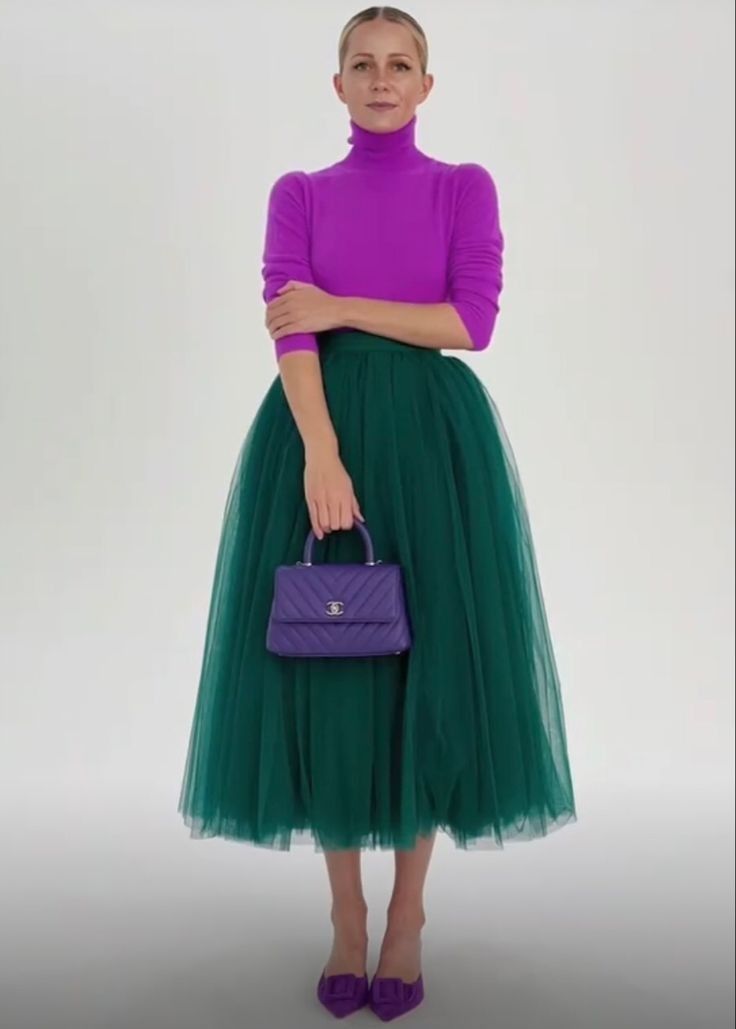 Dark Green Tulle Skirt, Dark Green Skirt, Colour Combinations Fashion, Skirt Tulle, Color Blocking Outfits, فستان سهرة, Gown Prom, Party Skirt, Skirt Women