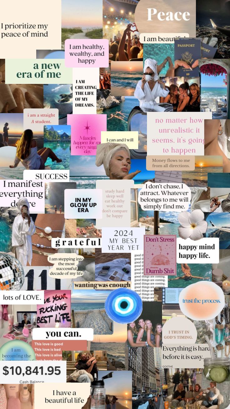 a collage of images with words and pictures on them that say peace, i am really