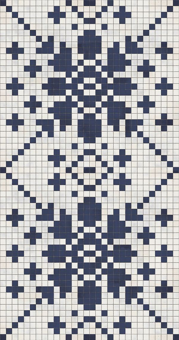 an abstract blue and white tile pattern