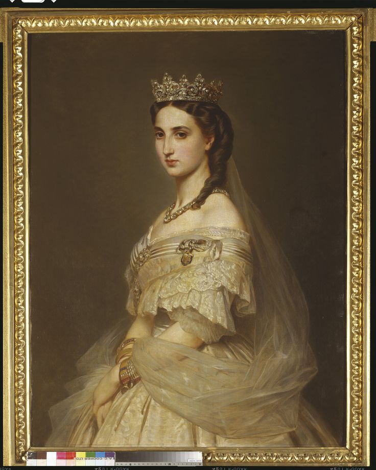 a painting of a woman wearing a tiara and dress with a veil on her head