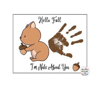 a hand print with the words hello fall, i'm nuts about you