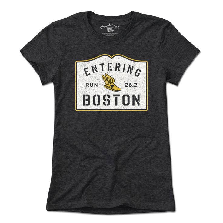 Entering Boston Run 26.2 T-Shirt Finish strong with this wicked awesome t-shirt. And it's not just for Marathoners out there. Whether you're working up towards that next 5K, chasing the kids in the yahd, or cheering on the runnah's from the sidewalk, this shirt it perfect for any Boston fan. Grab yours today for race day or any day you want to show some Boston pride! We ship wicked fast. 5.0 oz. Pre-shrunk fabric Classic fit Double stitched seams Navy is 100% Cotton Gray is 90/10 cotton/poly ble Marathon Clothes, Fast 5, Finish Strong, Race Day, The Kids, Types Of Shirts, Cool T Shirts, Boston, Wicked