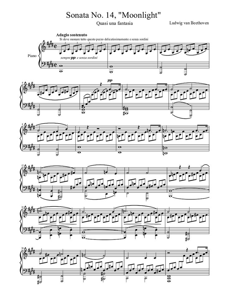 Moonlight Sonata Piano, Moonlight Sonata Sheet Music, Beethoven Piano, Trumpet Sheet Music, Key Signatures, Saxophone Sheet Music, Piano Score, Ludwig Van Beethoven, Flute Sheet Music