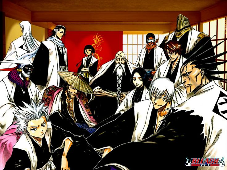 the anime characters are all dressed in black and white