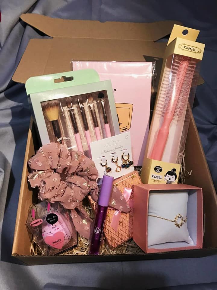 an open box with various items in it