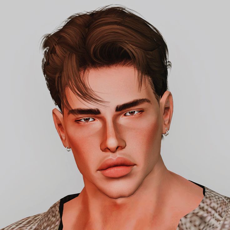 an animated image of a young man with brown hair and piercings on his ears