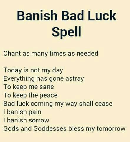 Banish bad luck Bad Luck Spell, Good Luck Spell, Luck Spell, Good Luck Spells, Spells For Beginners, Luck Spells, Wiccan Magic, Magic Spell Book, Magick Spells