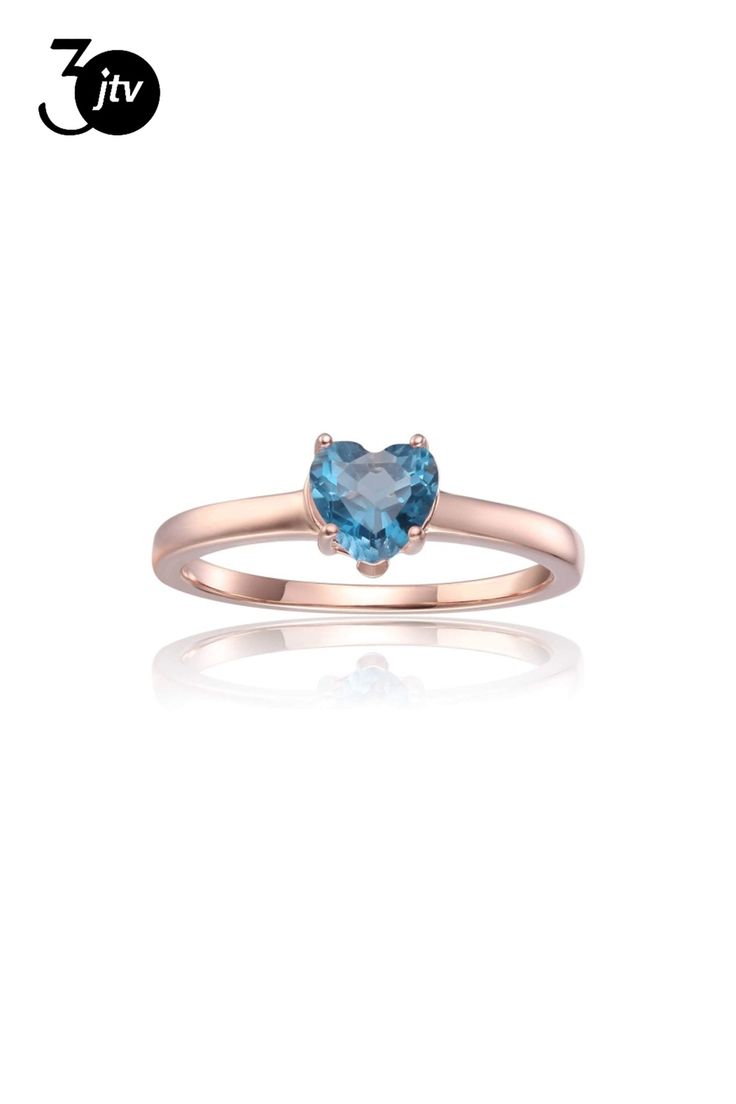 Heart Shape London Blue Topaz 14K Rose Gold Over Sterling Silver Solitaire Ring, 1.00ct Heart Shaped Solitaire Ring, Blue Topaz Stone, Stone Feature, Beautiful Heart, London Blue Topaz, London Blue, Sterling Silver Bands, Solitaire Ring, Heart Shape