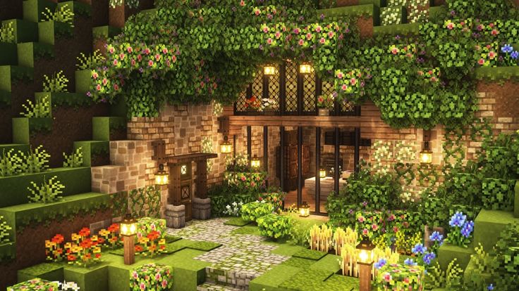 Mizuno Craft House, Mizuno Craft, Cottage Core Minecraft Builds, Fairycore Minecraft Builds, Enchanting Room Minecraft, Minecraft Cave House, Chalet Minecraft, Mizunos 16 Craft, Minecraft Mountain House