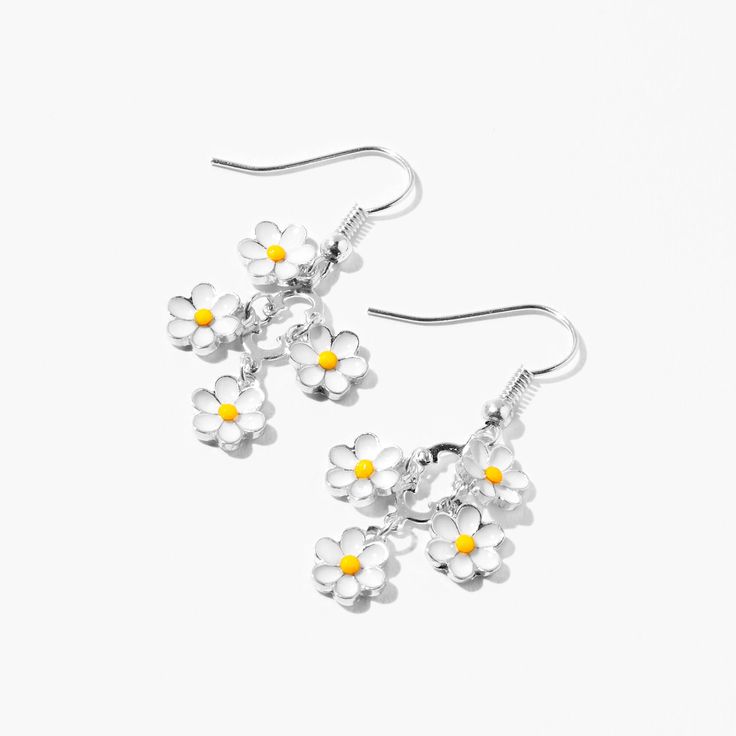 Daisy Chandelier Drop Earrings Claire’s Earrings, Daisy Chandelier, Claires Earrings, Piercing Kit, Drop Earrings Silver, Daisy Jewelry, Earrings Chandelier, Daisy Duck, Spring Jewelry