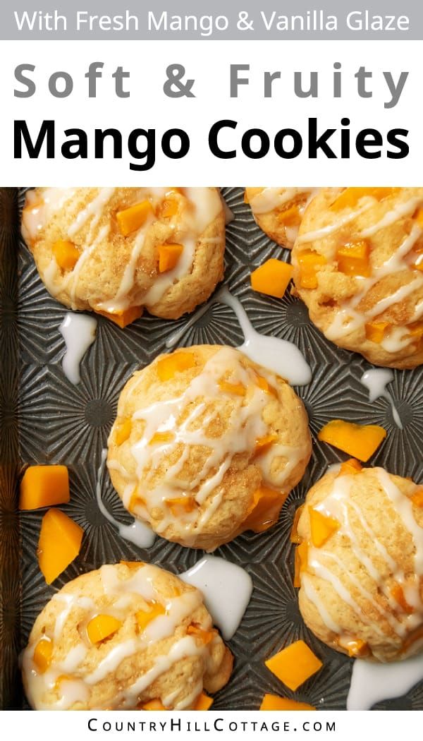 mango cookies with fresh mango and vanilla glaze