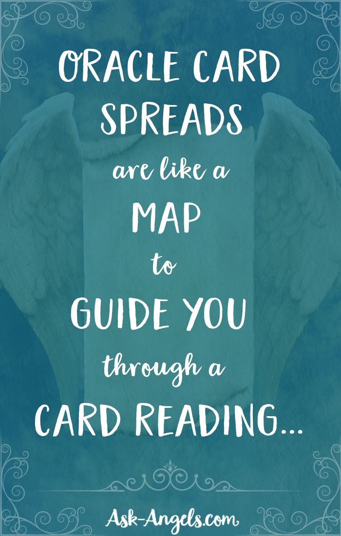 an angel's wings with the words oracle card spreads are like a map to guide you through a card reading