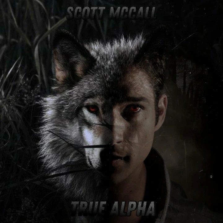 a man with red eyes and a wolf's head in front of the words scott mccari