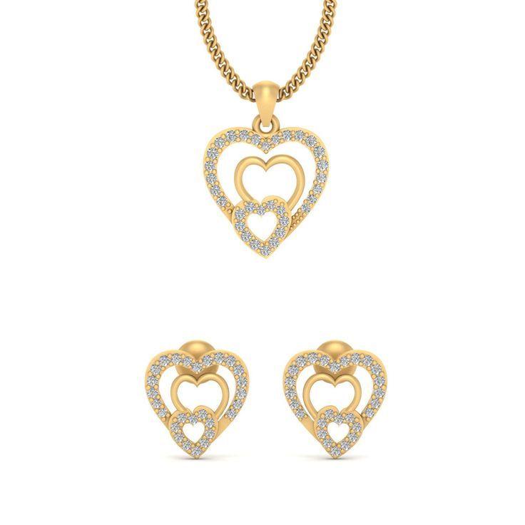 The Above Item Is Made Of Solid 925 Sterling Silver Or Solid 10k/14k/18k Yellow Gold Or White Gold With Yellow Gold Or White Rhodium Finish Pendant Earrings Set, Wedding Pendant, Heart Pendant Diamond, Gold Necklace Designs, Earrings Wedding, Valentines Jewelry, Diamond Heart, Pendant Set, Pendant Earrings