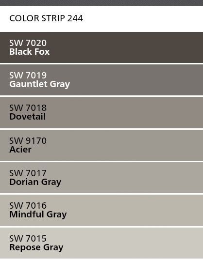 the color guide for different shades of grays and browns, with text that reads colorstrip