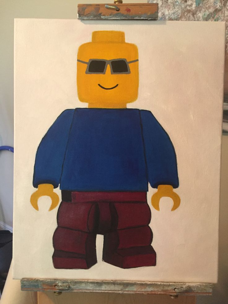 a lego man is painted on a canvas