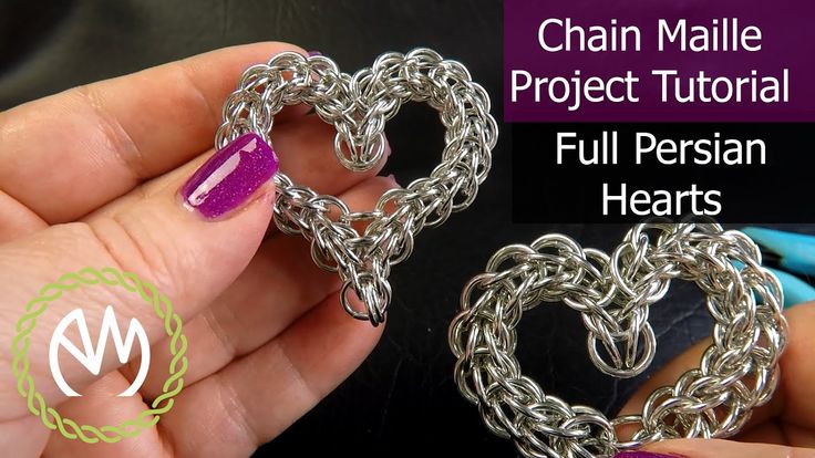 the chain maille project is being used to make heart shaped pendants