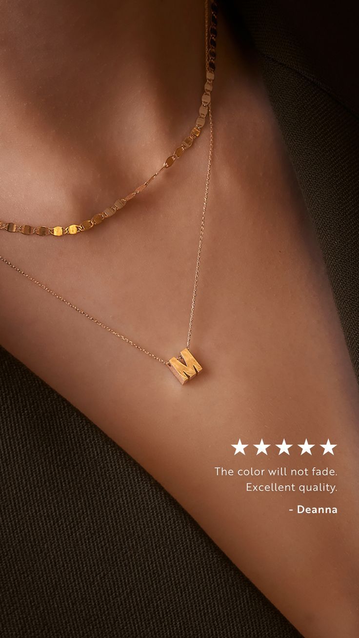 GELIN Dainty Initial Necklaces with text - "The color will not fade. Excellent quality. -Deanna" Alphabet Outline, Gold Initial Necklaces, Simple Alphabet, 14k Gold Initial Necklace, Gold Initial Necklace, Dainty Initial Necklace, Alphabet Necklace, Initial Necklaces, Initial Necklace Gold