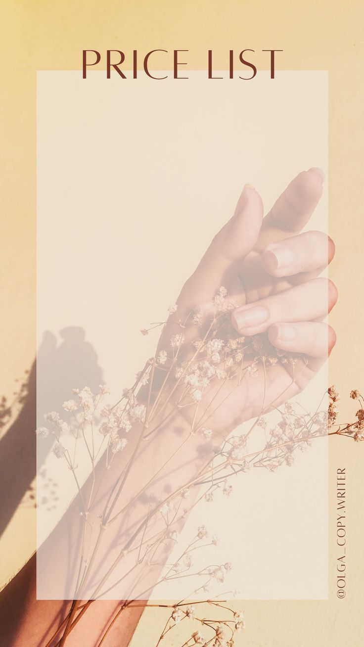 a person's hand holding flowers on top of a piece of paper with the words price list